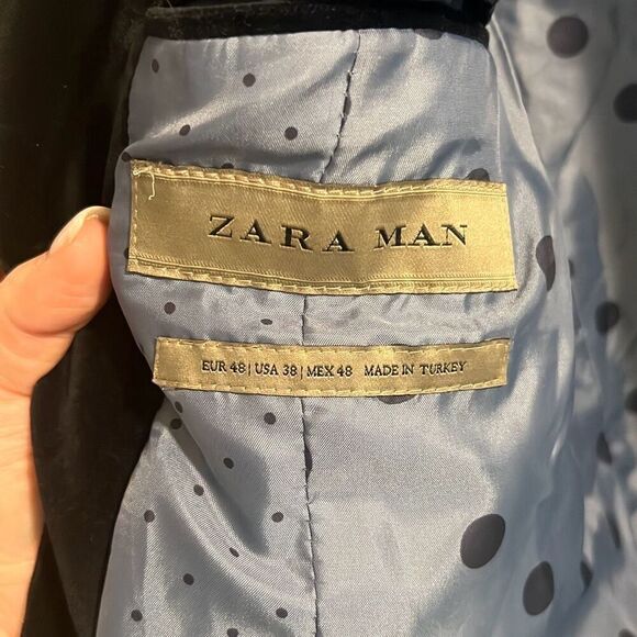 ✨ZARA NAVY BLUE VELVET SZ 38 BLAZER✨ - Picture 8 of 9